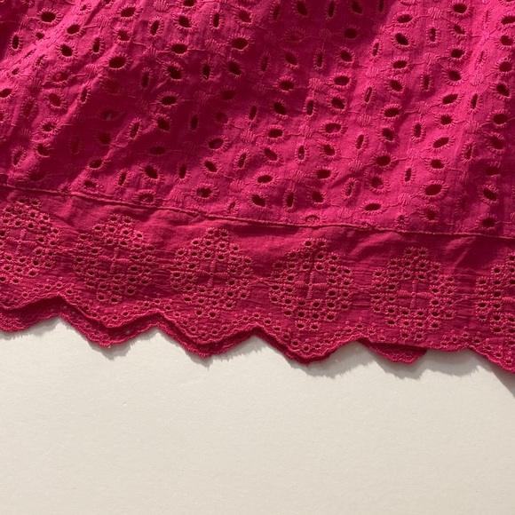 Women’s Fuchsia Cotton Eyelet Pocketed Lined Dress - Picture 12 of 12